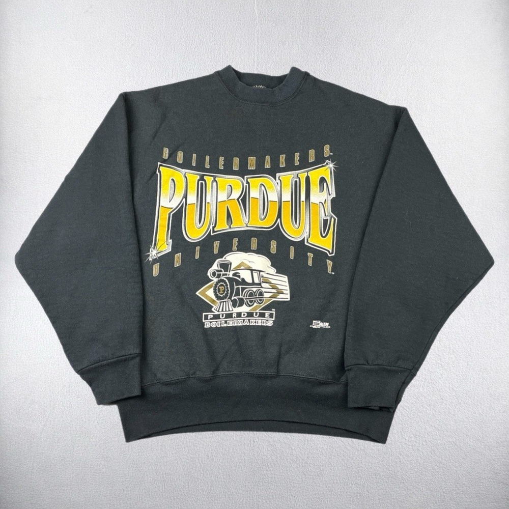 Vintage Purdue University Sweatshirt Men Large Black Salem Boilermakers USA Made